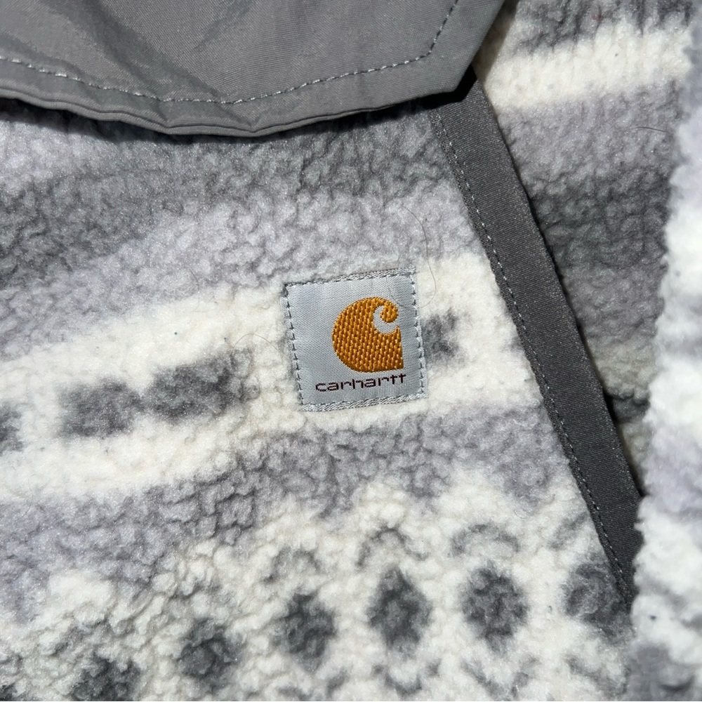 Carhartt Pile Fleece Jacket Relaxed Fit Pullover Quarter Snap Aztec Women Small - Picture 3 of 8